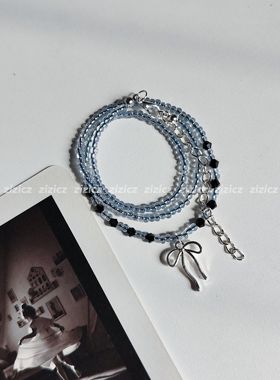 zizicz串珠镂空蝴蝶结项链原创小众高级感锁骨链女甜酷千禧风颈链