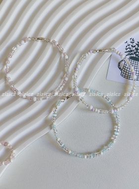 zizicz原创马卡龙奶油色混珠轻奢女小众手链糖果超甜手链叠戴礼物