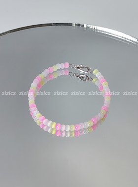 ins清新米珠甜美百搭小众冰透女