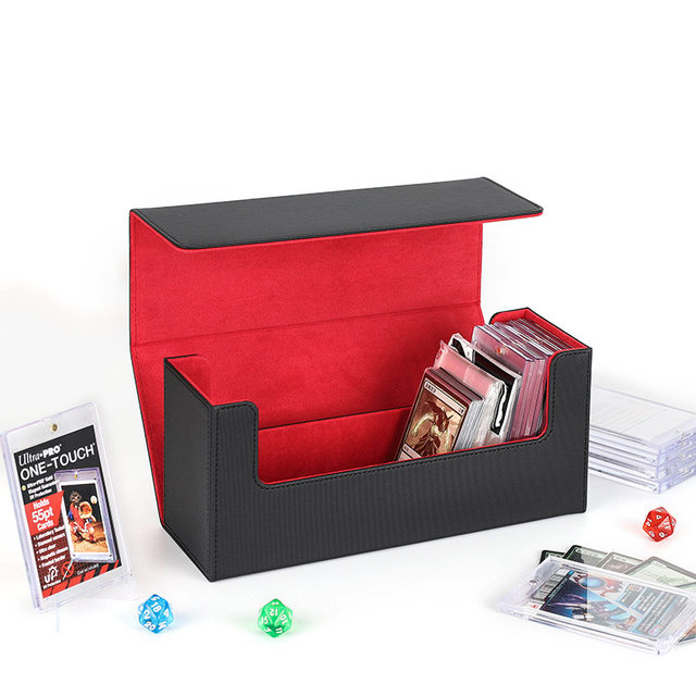 Large capacity PU leather multi-functional strong magnetic suction PT card brick box planet card Magic card box rating card storage box