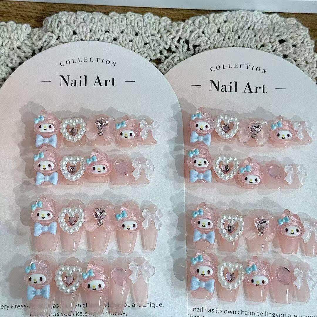纯手工穿戴甲卡通多巴胺美少女可爱美乐蒂显白可拆卸美甲指甲贴片,淘宝优惠券,粉丝福利购,淘宝优惠卷