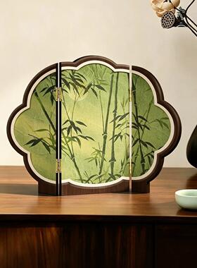 福画客厅玄关中古风屏风桌面摆件