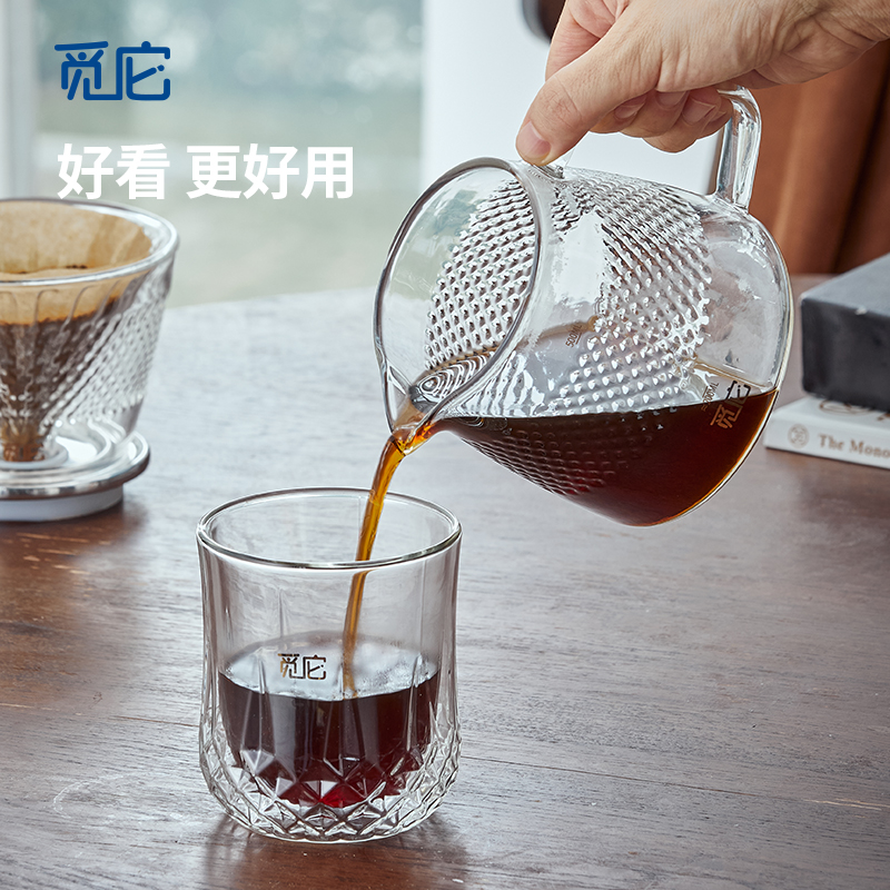 觅它咖啡手冲滤杯V60滴漏式家用锥形双层玻璃保温滤杯分享壶套装