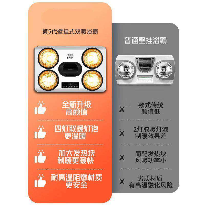 太太乐灯暖风暖一体浴霸壁挂式化妆室家用挂壁浴室挂墙灯泡取暖器,淘宝优惠券,粉丝福利购,淘宝优惠卷