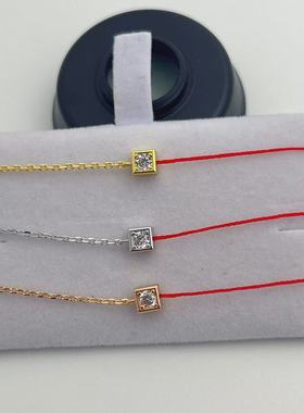 高版本法国Cube方形小红绳手链半绳半链陈奕迅同款黑绳手绳男女款