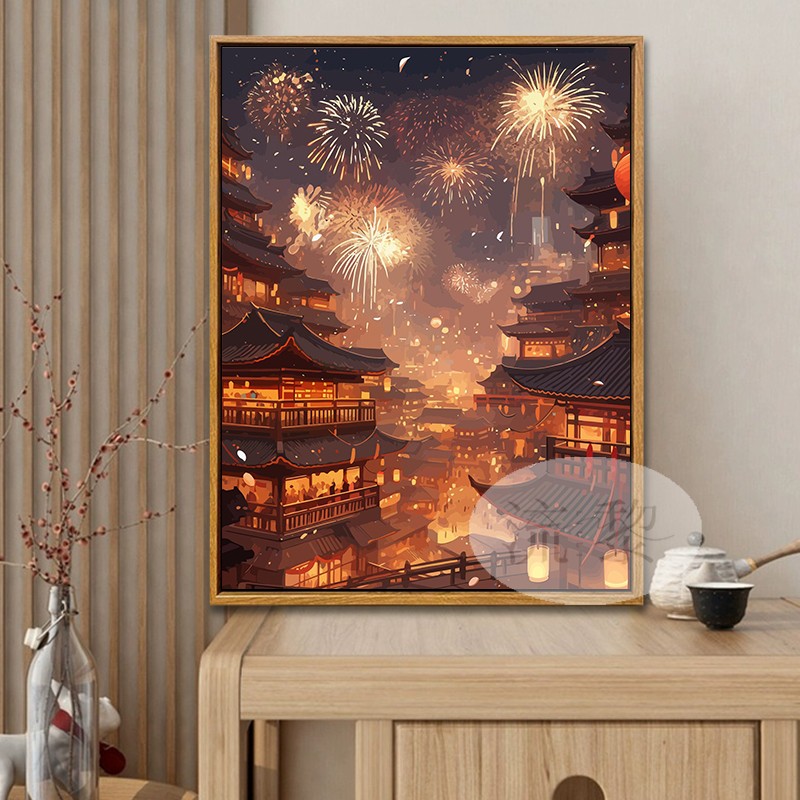 2024新款国潮古风大唐盛世DIY数字油画手工绘填充色高级感装饰画