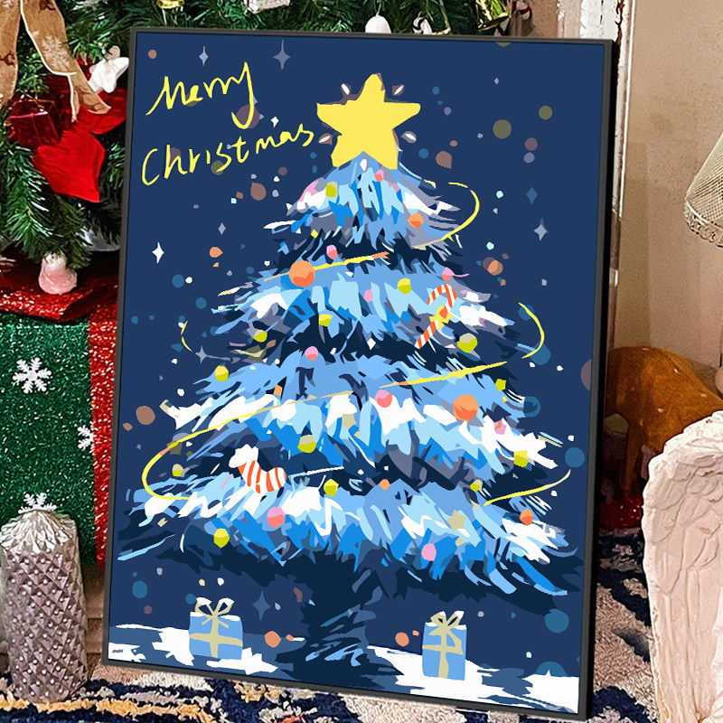 圣诞节礼物DIY数字油画2024新款手工绘填充涂色丙烯油彩装饰挂画 - 图1