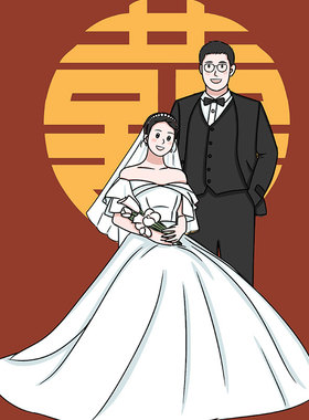 DIY情侣画像礼物手绘Q版