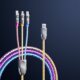 RGB one-to-three luminous data cable 66w fast charging