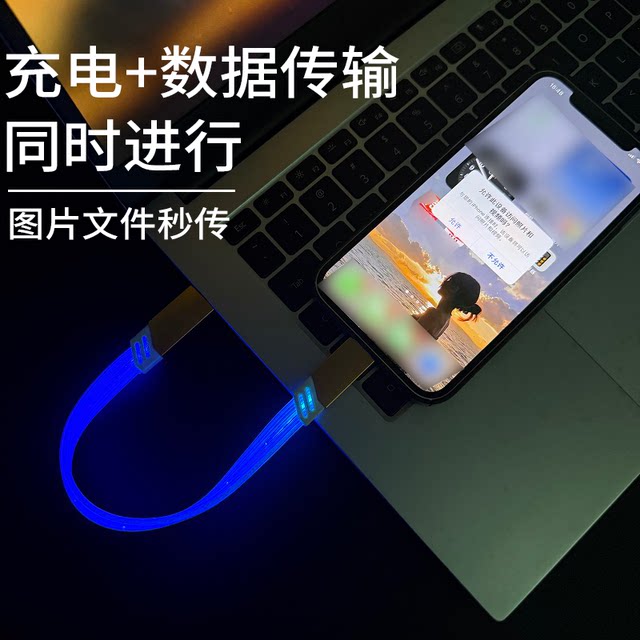 Yixingxing Flat Luminous Gypsophila 100W Super PD Fast Charging Flash Power Bank Data Cable USB to TypeC Head Suitable for Apple Huawei Xiaomi OPPO Mobile Phone Charger Cable Short Cable