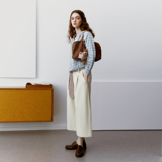 Wanatry pure wool commuter fake two-piece knitted sweater