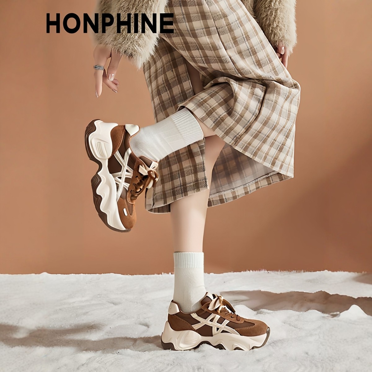 红粉知己2026冬复古时尚百搭厚底显瘦老爹鞋女舒适5CM休闲运动鞋,淘宝优惠券,粉丝福利购,淘宝优惠卷