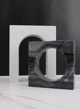 轻奢摆件 大理石样板间售楼部书房装饰品客厅桌面工艺品家居几何