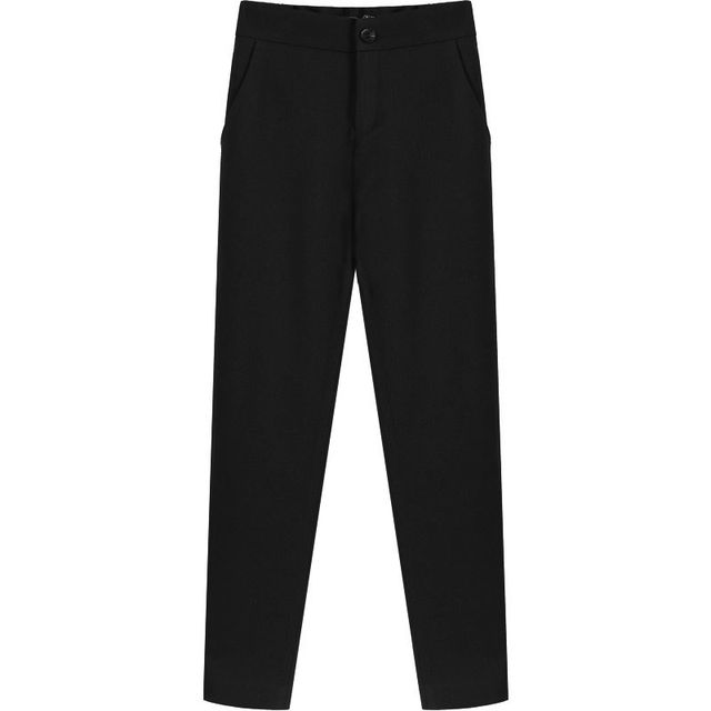 2025 Spring New Plus Size Women's Clothes Versatile Black Small Leg Pants Nine-Point Suit Pants Fat MM Showable Cigarette Pipe Pants