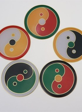 中黄太极图贴潘氏8cm黄铜五行八卦福镇宅贴房屋缺角化解摆件万字