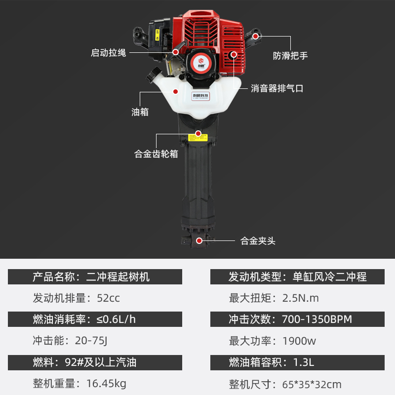 起树机挖树机起苗机挖树铲多功能汽油镐移树机挖树神器土球挖坑机 - 图2