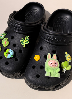 适配crocs绿色可爱立体鞋花鞋扣