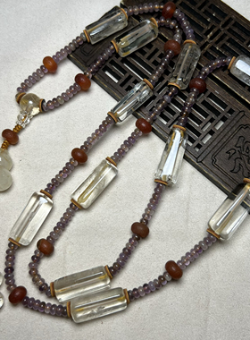 尼泊尔老水晶多棱珠白水晶勒子水晶长管多宝老珠子散珠项链配珠