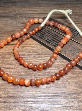 古玩旧藏尼泊尔老南红色玛瑙冰飘随型红玉髓老珠子项链手链配珠