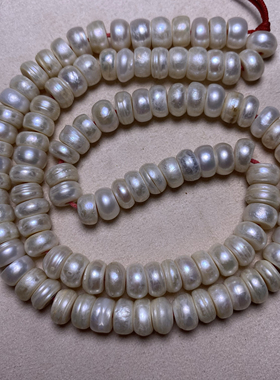 藏式纯手工打磨直切老珍珠片珠药片珠包浆磨损到位108颗佛珠手链