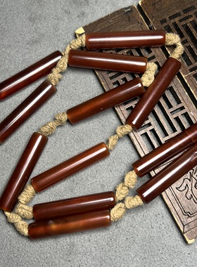 风化包浆西亚老红玛瑙管珠贸易珠链子古珠挂件吊坠绳 DIY配饰配珠