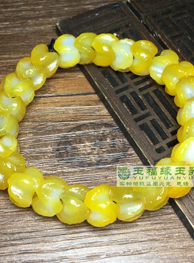 辽金老玛瑙黄玉髓天然老料高古玛瑙瓜棱随形珠蛇骨串手链佛珠单圈