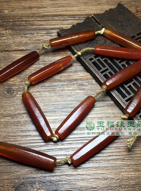 辽金老玛瑙玉髓包浆管珠项链散珠古玉珠佛珠六棱珠手串勒子配饰