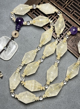 尼泊尔老水晶多棱珠白水晶勒子扁珠水晶长管老珠子散珠项链毛衣链