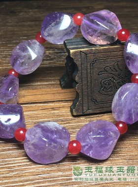 桶珠老紫水晶随形手链仿古手串