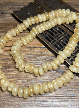 古玩老珠天然大孔白水晶算盘珠隔片108手串文玩配饰民族风玉石串