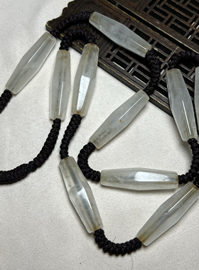 尼泊尔老水晶多棱六棱管珠项链毛衣链水晶长管老珠子散珠项链配珠