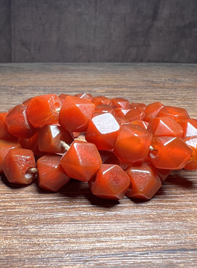 天然糖八棱老玛瑙桶珠手链手串柿子红药师珠转运佛珠念珠长串配珠