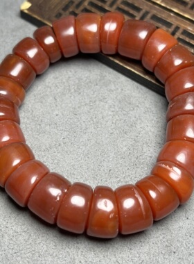 高油包浆满天然老红玛瑙大肠珠手串桶珠唐润算盘珠南红色手链男