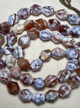 大孔灰白皮老玛瑙鸡骨白玛瑙配珠奶皮钙化手串锁骨链配珠复古配饰