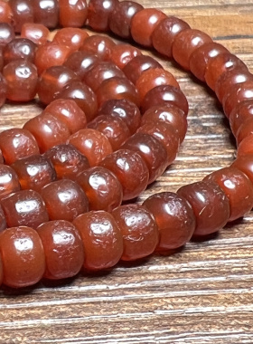 西亚老玛瑙酒红玛瑙车轮珠隔片串108颗念珠6mm配饰算盘珠隔珠手串