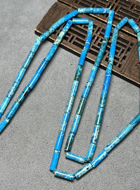 古玩老珠子绿松石圆柱细管珠散珠串佛珠饰品配件4m文玩项链配饰