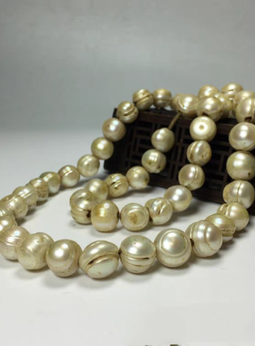 老珍珠大颗念珠古玩古董收藏品清代老物件大孔老珍珠项链古玩杂项