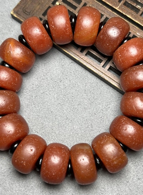 包浆大孔满风化老玛瑙磨盘珠手串红润老气算盘珠佛珠手链念珠配饰