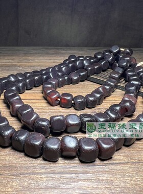 天然西周酒红老玛瑙唐八棱桶鼓珠老方块型珠手链串民族风项链配饰