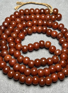 酒红老玛瑙橘皮纹大孔亚光老型算盘珠玛瑙108项链男女款圆珠配饰