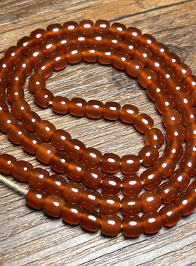 西亚油光珠满色酒红色老型珠老玛瑙桶珠手串手链108佛念珠项配珠