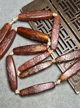 玛瑙配饰祥云纹老玛瑙四棱管珠扁勒子桶珠吊坠西玛红管珠项链配珠