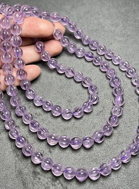 尼泊尔喜马拉雅老紫水晶佛珠项链老紫水晶瓜珠108颗链珠水晶饰品