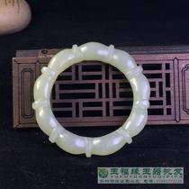 Fidelity Xinjiang and Tian Yubai jade finely carved imitation ancient grain decorated bamboo festival ring with high ancient jade and old jade