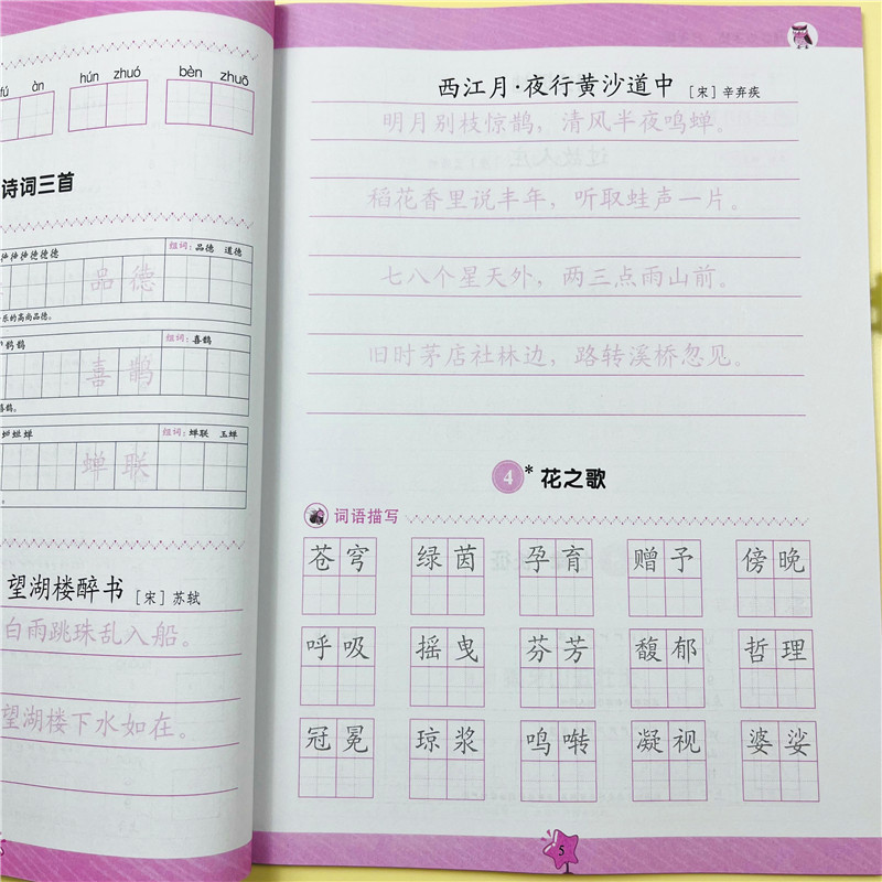 全新六年级同步练字帖上册语文同步人教版小学生硬笔书法练字本笔画笔顺每日一练儿童生字写字帖练习描红专用贴6年级上学期课课练