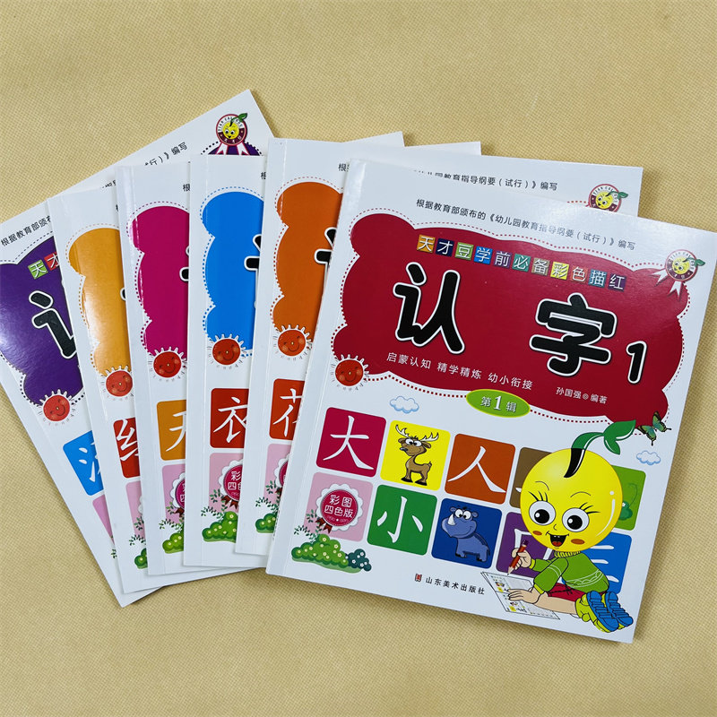 全套6本 学前描红本汉字描红本宝宝看图识字书铅笔汉字描红带田字格写汉字带拼音笔画笔顺幼儿园小中班大班字帖带彩图识字组词造句
