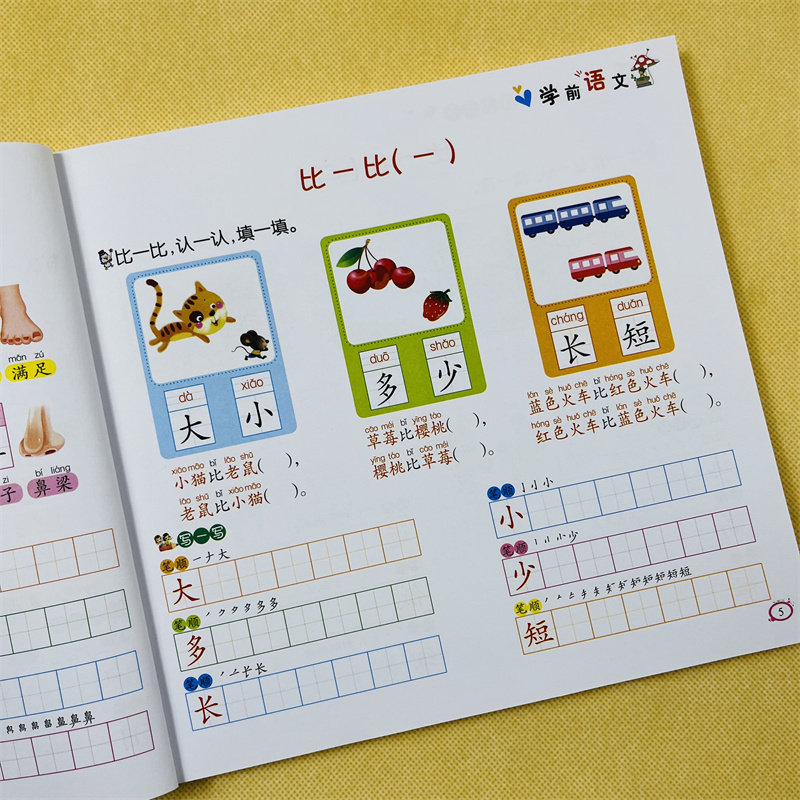 学前识字+语文2册 3-6岁儿童用书幼小衔接教材幼升一年级幼儿园大班学前班书籍 汉字组词偏旁部首笔画笔顺拼音描红 宝宝看图识字书