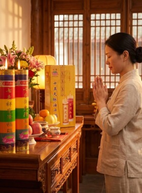七彩祥光酥油灯佛前供灯长燃不熄火光明亮稳定传统中式