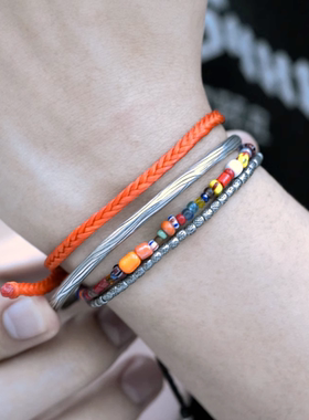 RONINMADE925银男女情侣手链