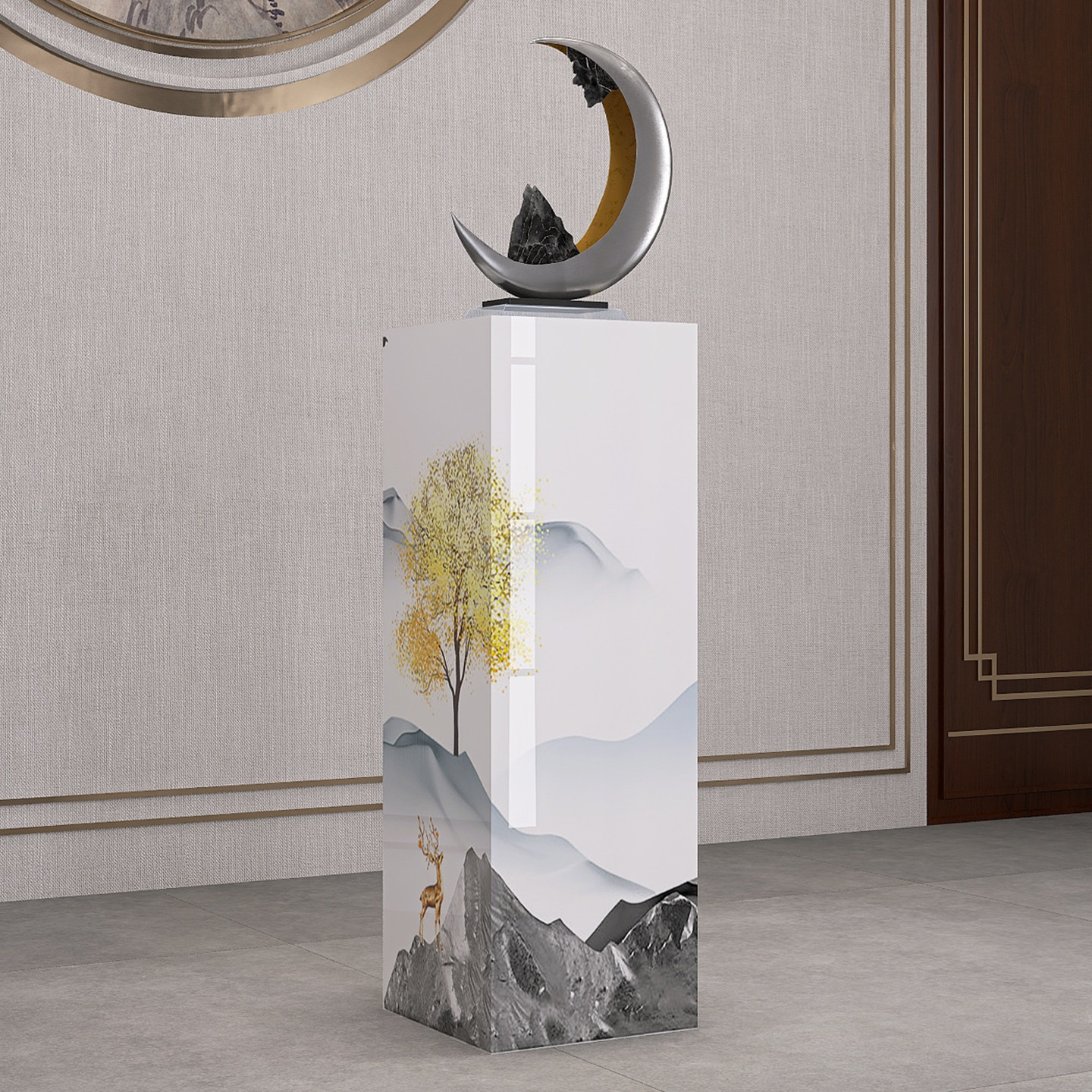 大理石摆件底座摆台增高轻奢高级感2026新款岩板花架子客厅落地式,淘宝优惠券,粉丝福利购,淘宝优惠卷